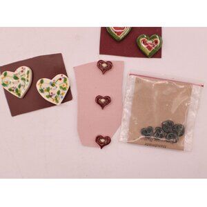 Ceramic Heart Theme Buttons Small and Mini Handcrafted Floral  Watermelon Vintag